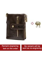 Smart Wallet GPS Record Bluetooth Free Shipping Engraving Gift Coin Purse Chain Genuine Leather Card Holders Men Zipper Clutch