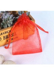 100pcs/lot Organza Jewelry Bag Tulle Drawstring Bag Jewelry Display Packaging Jewelry Pouches Wedding Gift Jewelry Display