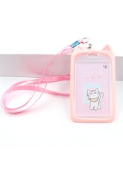 1pc Cute Kitten Rabbit High Quality Credit Card ID Holder Cute Cartoon Silicone Bus Card Case Key Holder Ring Luggage Tag Trinket