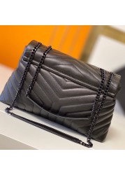 New fashion classic trend women's black leather shoulder bag handbag with gold handbag ladies handbag