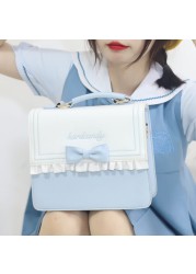 Xiuya Cute Lolita Bag Female Japanese Harajuku Bowknot Crossbody Shoulder Bag Kawaii Girls Backpack Bags for Women 3 Purpose