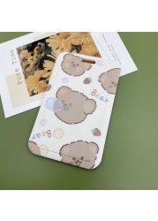 New Cute Cartoon Flocking Bear ID Credit Bank Card Holder Student Keychain Bus Card Case ID Badge Cover Women Men Pendants