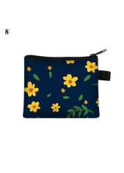 Fashion Brand Wallet Women Lovely Bowknot Flower Print Small Coin Bag Wallet Canvas Zipper Female Coin Purse Purse Earphone