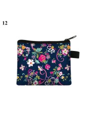 Fashion Brand Wallet Women Lovely Bowknot Flower Print Small Coin Bag Wallet Canvas Zipper Female Coin Purse Purse Earphone