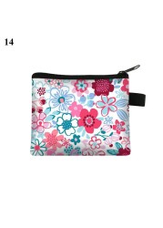 Fashion Brand Wallet Women Lovely Bowknot Flower Print Small Coin Bag Wallet Canvas Zipper Female Coin Purse Purse Earphone