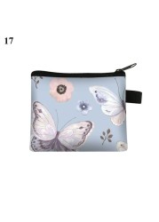 Fashion Brand Wallet Women Lovely Bowknot Flower Print Small Coin Bag Wallet Canvas Zipper Female Coin Purse Purse Earphone