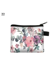 Fashion Brand Wallet Women Lovely Bowknot Flower Print Small Coin Bag Wallet Canvas Zipper Female Coin Purse Purse Earphone