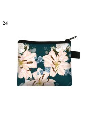 Fashion Brand Wallet Women Lovely Bowknot Flower Print Small Coin Bag Wallet Canvas Zipper Female Coin Purse Purse Earphone