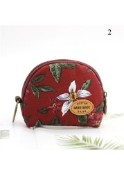 Fashion Brand Wallet Women Lovely Bowknot Flower Print Small Coin Bag Wallet Canvas Zipper Female Coin Purse Purse Earphone