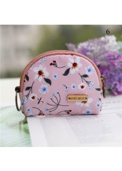 Fashion Brand Wallet Women Lovely Bowknot Flower Print Small Coin Bag Wallet Canvas Zipper Female Coin Purse Purse Earphone