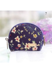 Fashion Brand Wallet Women Lovely Bowknot Flower Print Small Coin Bag Wallet Canvas Zipper Female Coin Purse Purse Earphone