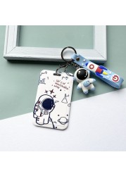 Cute Astronaut Cartoon Card Holder Keychain Student Doll Access Control Ic Card Sliding Certificate Cover For Women Men Wallet