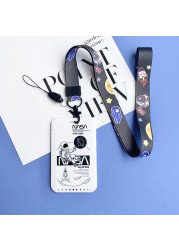 Cute Astronaut Cartoon Card Holder Keychain Student Doll Access Control Ic Card Sliding Certificate Cover For Women Men Wallet