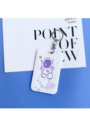 Cute Astronaut Cartoon Card Holder Keychain Student Doll Access Control Ic Card Sliding Certificate Cover For Women Men Wallet