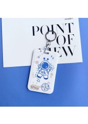 Cute Astronaut Cartoon Card Holder Keychain Student Doll Access Control Ic Card Sliding Certificate Cover For Women Men Wallet