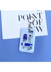 Cute Astronaut Cartoon Card Holder Keychain Student Doll Access Control Ic Card Sliding Certificate Cover For Women Men Wallet