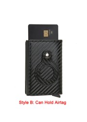 Credit Card Holders Rfid Airtag Wallet Men Carbon Fiber Thin Bank Card Holder Case Airt Tag Male Smart Mini Wallet Macsafe