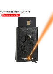 Credit Card Holders Rfid Airtag Wallet Men Carbon Fiber Thin Bank Card Holder Case Airt Tag Male Smart Mini Wallet Macsafe