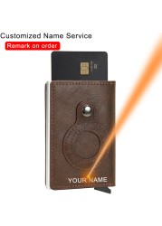 Credit Card Holders Rfid Airtag Wallet Men Carbon Fiber Thin Bank Card Holder Case Airt Tag Male Smart Mini Wallet Macsafe