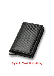 Credit Card Holders Rfid Airtag Wallet Men Carbon Fiber Thin Bank Card Holder Case Airt Tag Male Smart Mini Wallet Macsafe