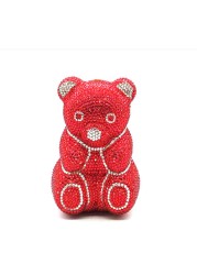 Women's Perforated Bear Handbag,Bear Perforated Crystal Handbag,Cocktail Purse,Shoulder Bag,Gifts