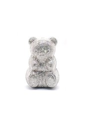 Women's Perforated Bear Handbag,Bear Perforated Crystal Handbag,Cocktail Purse,Shoulder Bag,Gifts