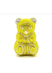 Women's Perforated Bear Handbag,Bear Perforated Crystal Handbag,Cocktail Purse,Shoulder Bag,Gifts