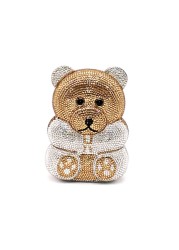 Women's Perforated Bear Handbag,Bear Perforated Crystal Handbag,Cocktail Purse,Shoulder Bag,Gifts