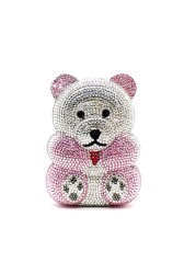 Women's Perforated Bear Handbag,Bear Perforated Crystal Handbag,Cocktail Purse,Shoulder Bag,Gifts