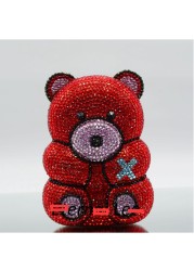 Women's Perforated Bear Handbag,Bear Perforated Crystal Handbag,Cocktail Purse,Shoulder Bag,Gifts