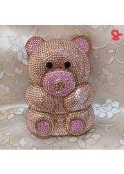 Women's Perforated Bear Handbag,Bear Perforated Crystal Handbag,Cocktail Purse,Shoulder Bag,Gifts