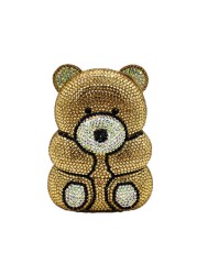 Women's Perforated Bear Handbag,Bear Perforated Crystal Handbag,Cocktail Purse,Shoulder Bag,Gifts