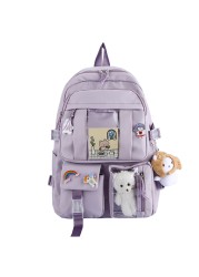 Purple Nylon Backpack For Women Large Capacity Backapck 2021 New Student Travel Bag Girl Multifunctional School Bag 7 Grade