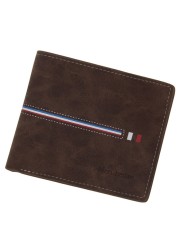 Men's fashion bag men's fashion retro hinge bronzing printing frosted multi card slot solid color leather business small wallet