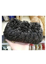 18 Colors Wedding Formal Dinner Clutch Women Golden Crystal Hand Evening Bags Metal Clutches Bags Flower Purse Wedding Purse