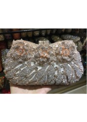 18 Colors Wedding Formal Dinner Clutch Women Golden Crystal Hand Evening Bags Metal Clutches Bags Flower Purse Wedding Purse