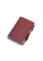 DIENQI - Leather Anti-theft Card Holder for Men and Women, Anti-magnetic, Credit Cards, Simple Wallet, Pocket Case