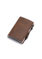 DIENQI - Leather Anti-theft Card Holder for Men and Women, Anti-magnetic, Credit Cards, Simple Wallet, Pocket Case