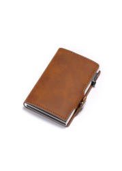 DIENQI - Leather Anti-theft Card Holder for Men and Women, Anti-magnetic, Credit Cards, Simple Wallet, Pocket Case