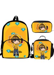 3pcs Mochila Anime mikecack Print Backpack for Boys Girls School Bags Compass Team Kawaii Funny Game Kids School Bag Pack