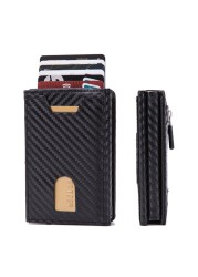 Anti-magnetic card holder anti-theft multifunctional PU wallet men aluminum alloy bank card automatic pop up business card box