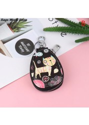 Fashion 1PC Women Key Bag Cartoon Girl Students Leather Key Wallets Key Case Car Key Chains Cover New Lovely Key Holder