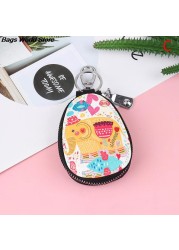 Fashion 1PC Women Key Bag Cartoon Girl Students Leather Key Wallets Key Case Car Key Chains Cover New Lovely Key Holder