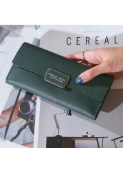 Women Long Wallets Luxury Girl PU Leather Money Pocket Phone Card Holder Female Bag Coin Purse Multi Card Stand Zipper Bag