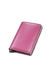 DIENQI Men's Carbon Fiber Card Holder, Branded, Charming Black, Leather Three Layers, Small for Money