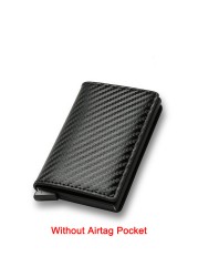 DIENQI Men's Carbon Fiber Card Holder, Branded, Charming Black, Leather Three Layers, Small for Money