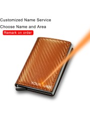 DIENQI Men's Carbon Fiber Card Holder, Branded, Charming Black, Leather Three Layers, Small for Money