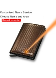 DIENQI Men's Carbon Fiber Card Holder, Branded, Charming Black, Leather Three Layers, Small for Money