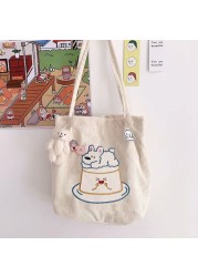 2021 women shopper shopping bag canvas shoulder bag female handbags corduroy storage environmental reusable foldable bag