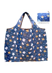 Reusable grocery bag shopping handbag animal flower beach cute gift bag vegetable fruit washable lightweight sturdy nylon hand